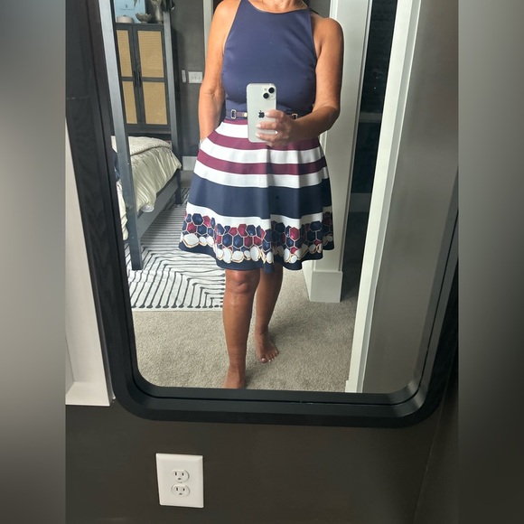 Ted Baker London Annalie Rowing Stripe Skater Dress Mini Dress | Navy | Size 2 - Picture 12 of 13